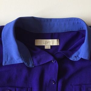 LOFT Tops - Loft Purple & Blue Half Button Up Shirt Size M LOFT Tops - Loft Purple & Blue Half Button Up Shirt Size M